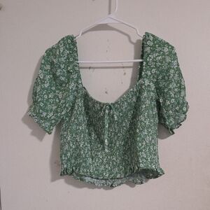 Elegant Green Floral Blouse